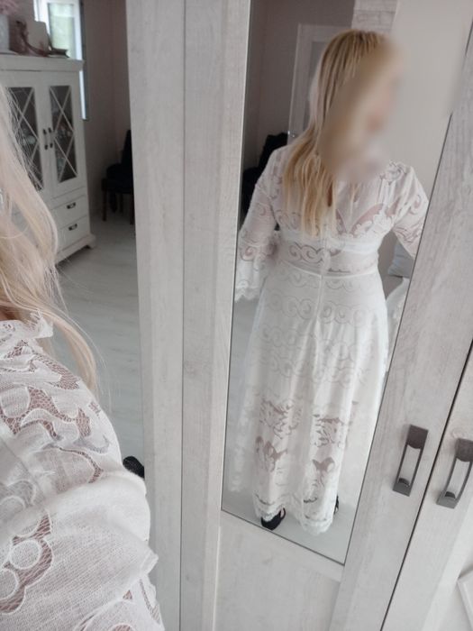 Śliczna sukienka biała styl boho komunia wesele