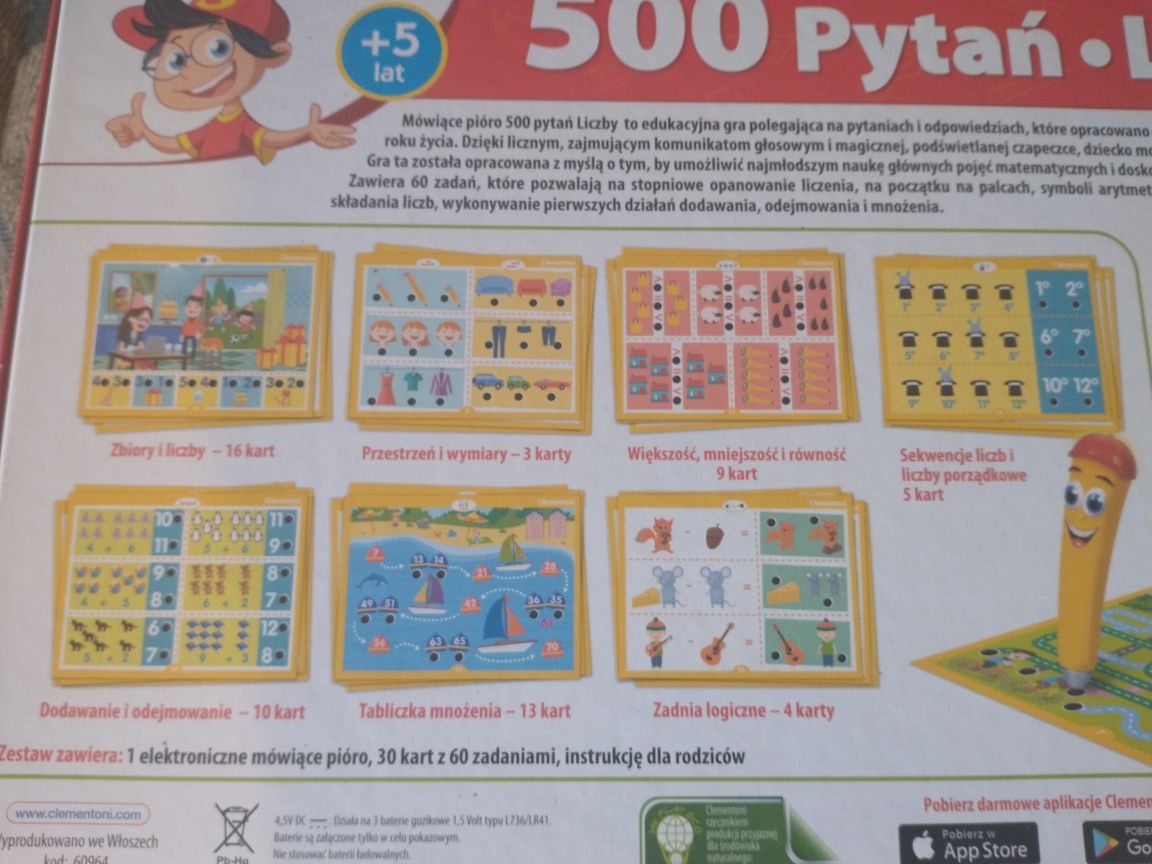 Gra edukacyjna "500 pytań, liczby, mówiące pióro" Clementoni