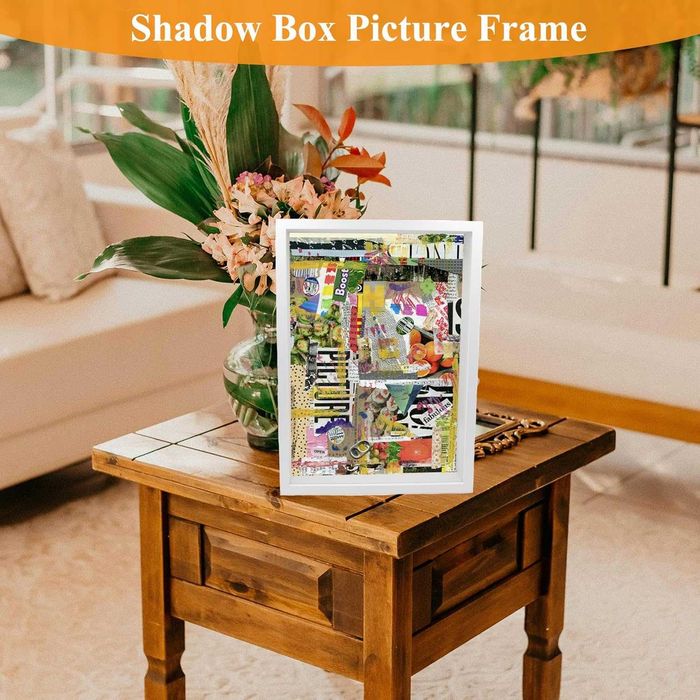 CiciIng Drewniana Akrylowa ramka 3D do zdjęć kwiatów 20x29cm Biała DIY