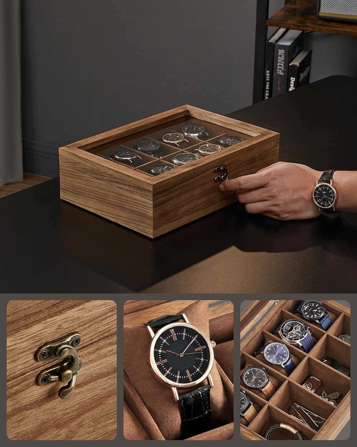 Pudełko na zegarki na 10 szt. pudełko na zegarki z litego drewna