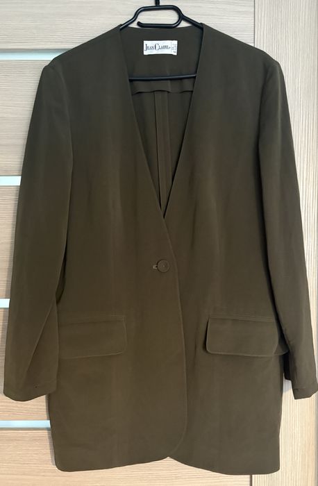 Elegancka, lekka, dłuższa, ciemnozielona marynarka L/40 Jean Claire