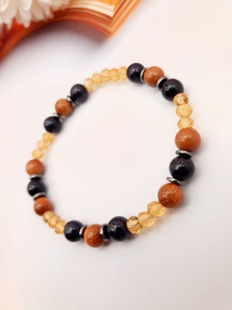 Bransoletka - crystal beads, noc kairu, hematyt, piasek pustyni