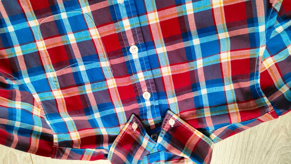 koszula z długim rękawem w kratę elegancka świąteczna 134/140