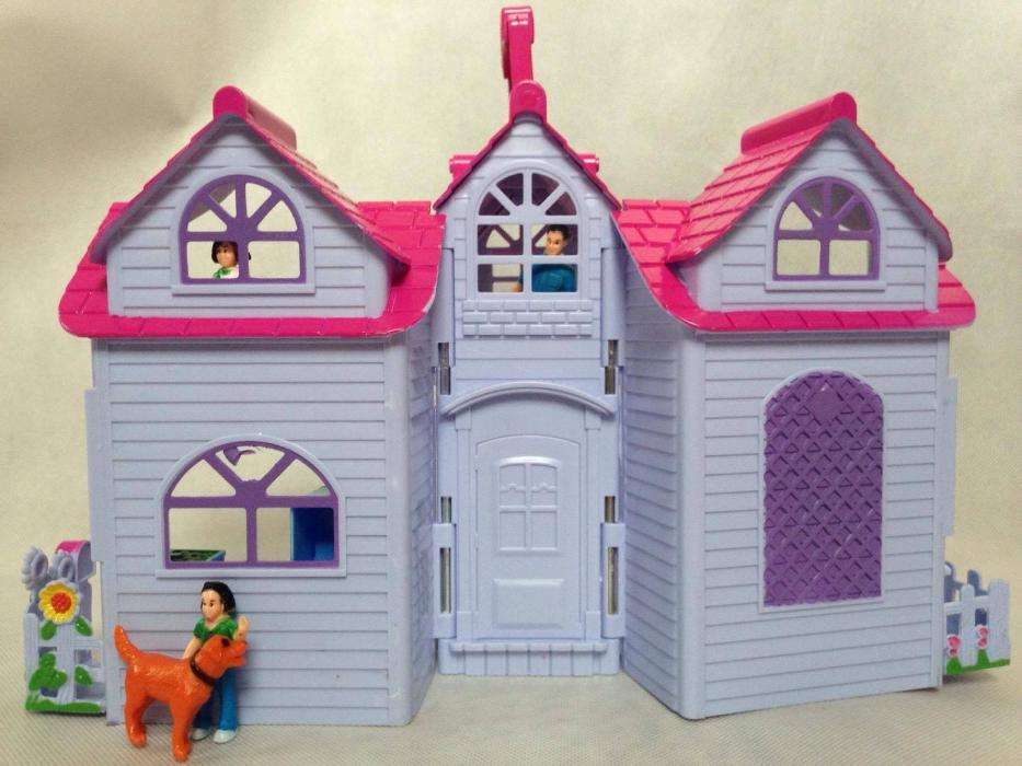 Domek Chatka dla lalek barbie Pokoje Kuchnia Pies Dom lalki dla dzieci