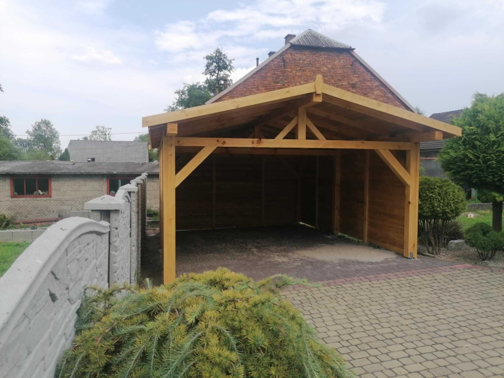 Wiata samochodowa, garażowa, drewniana