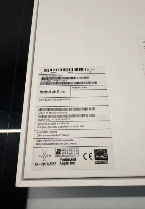 Macbook Air 13'/1.1GHz QC/8GB/512GB