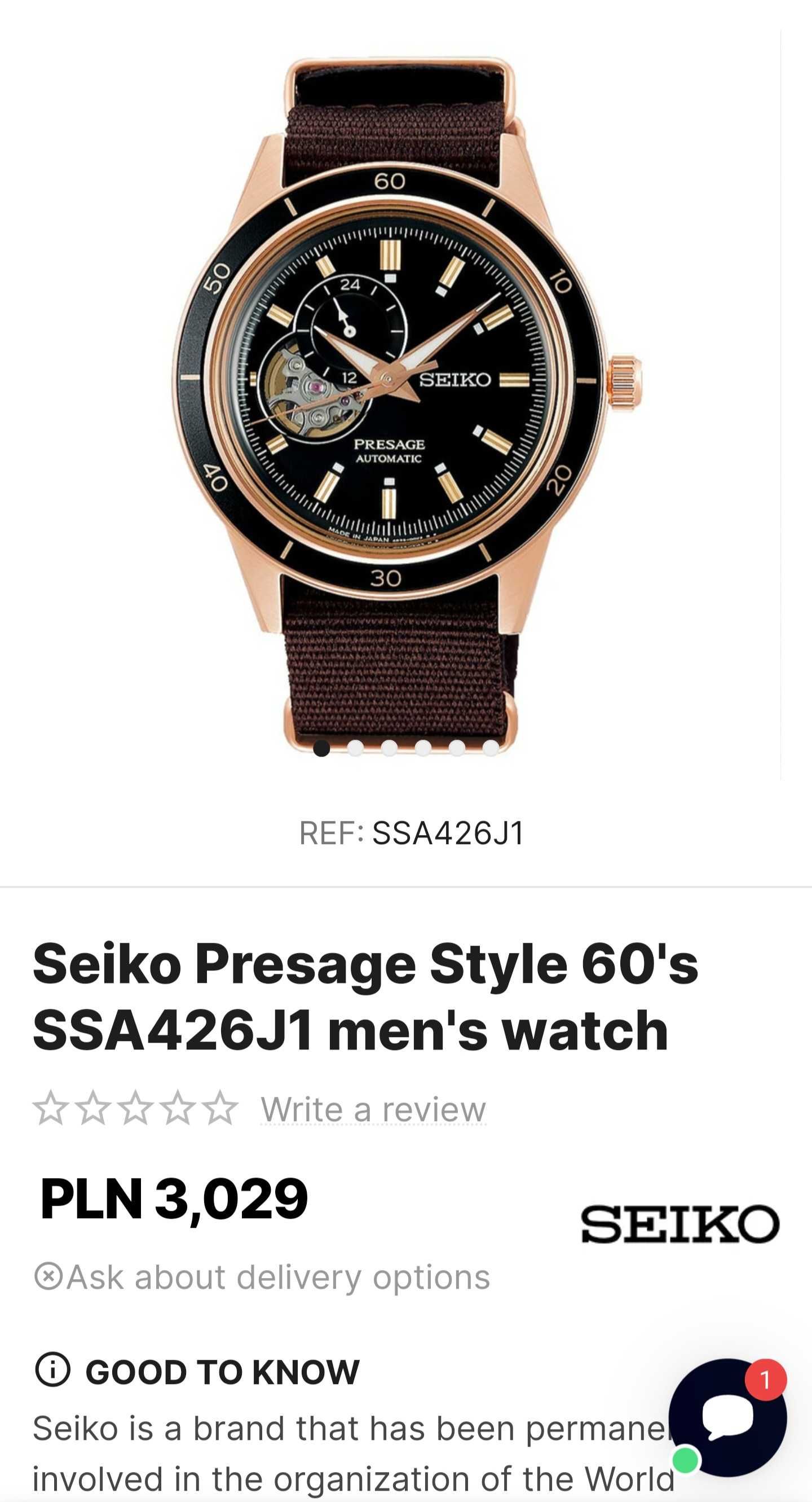 Seiko presage open heart SSA426J1