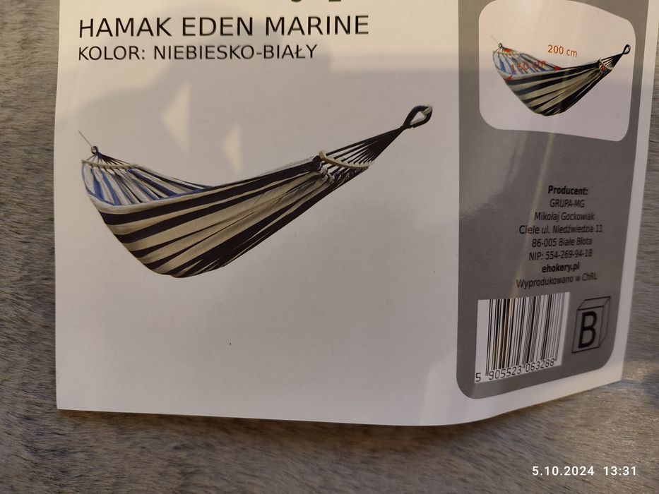 Nowy duży niebieski hamak ogrodowy dla 2 osób