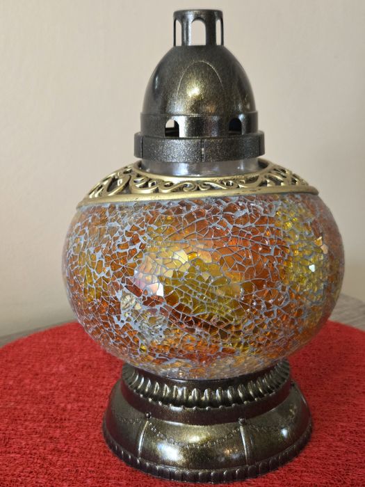 Znicz witrazowy szklany ciezki mała waza