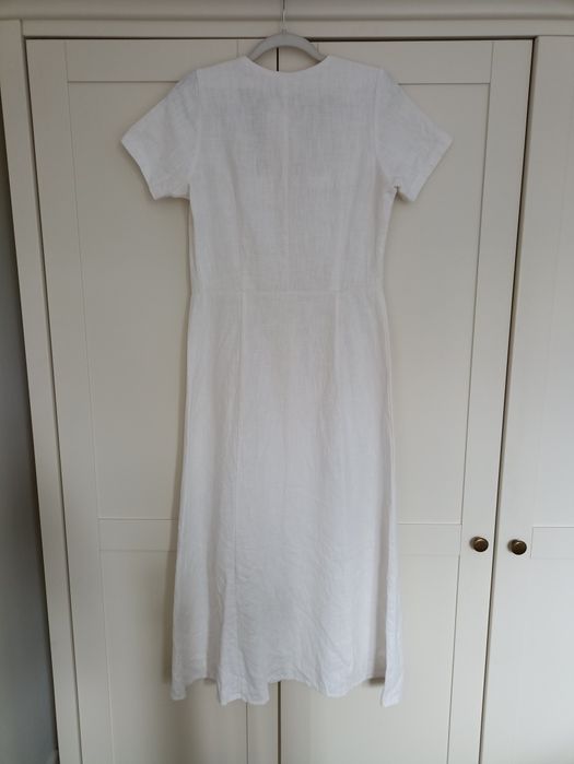 Lniana biała śmietankowa sukienka S miió