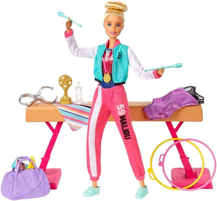 Шарнирная кукла Барби гимнастка на бревне Barbie Gymnastics.