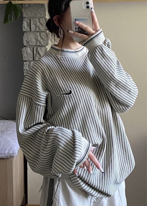 Bawelniany sweter Nike w paski baggy oversize XL L