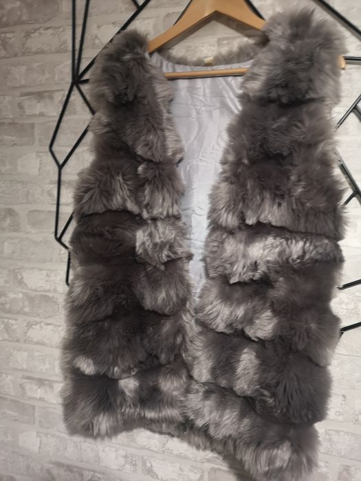 Kamizelka futrzana szara roz S