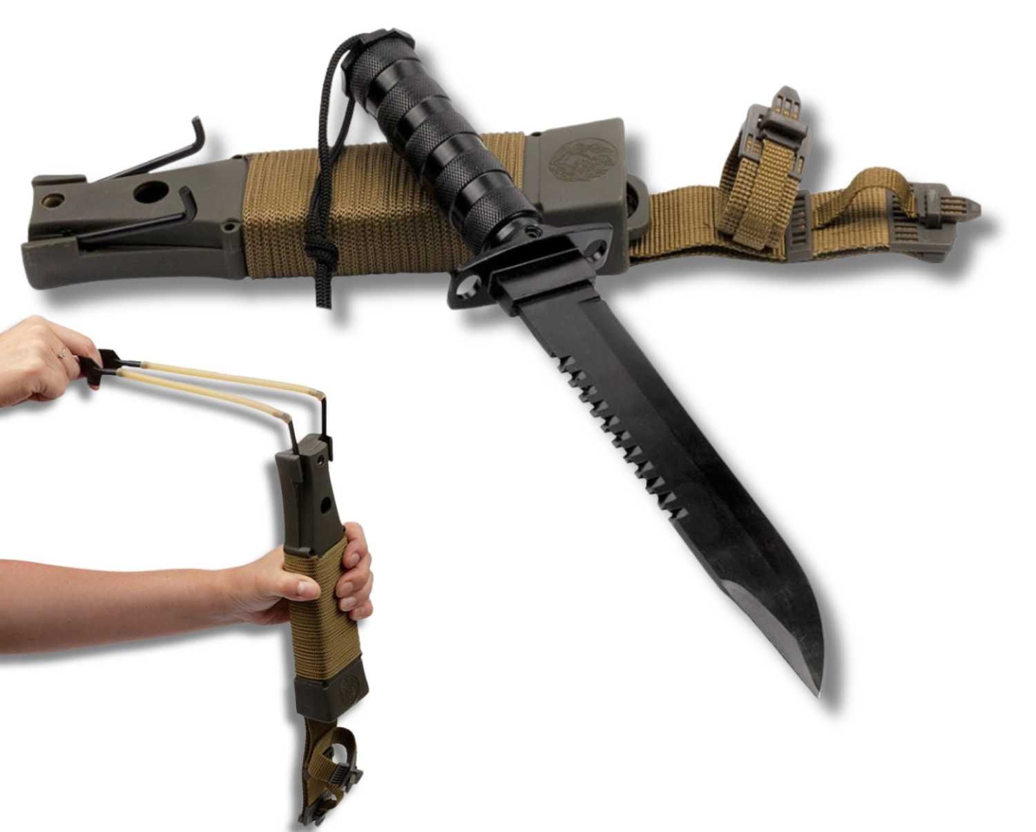 NÓŻ taktyczny WOJSKOWY survivalowy RAMBO wielofunkcyjny - PRZECENA