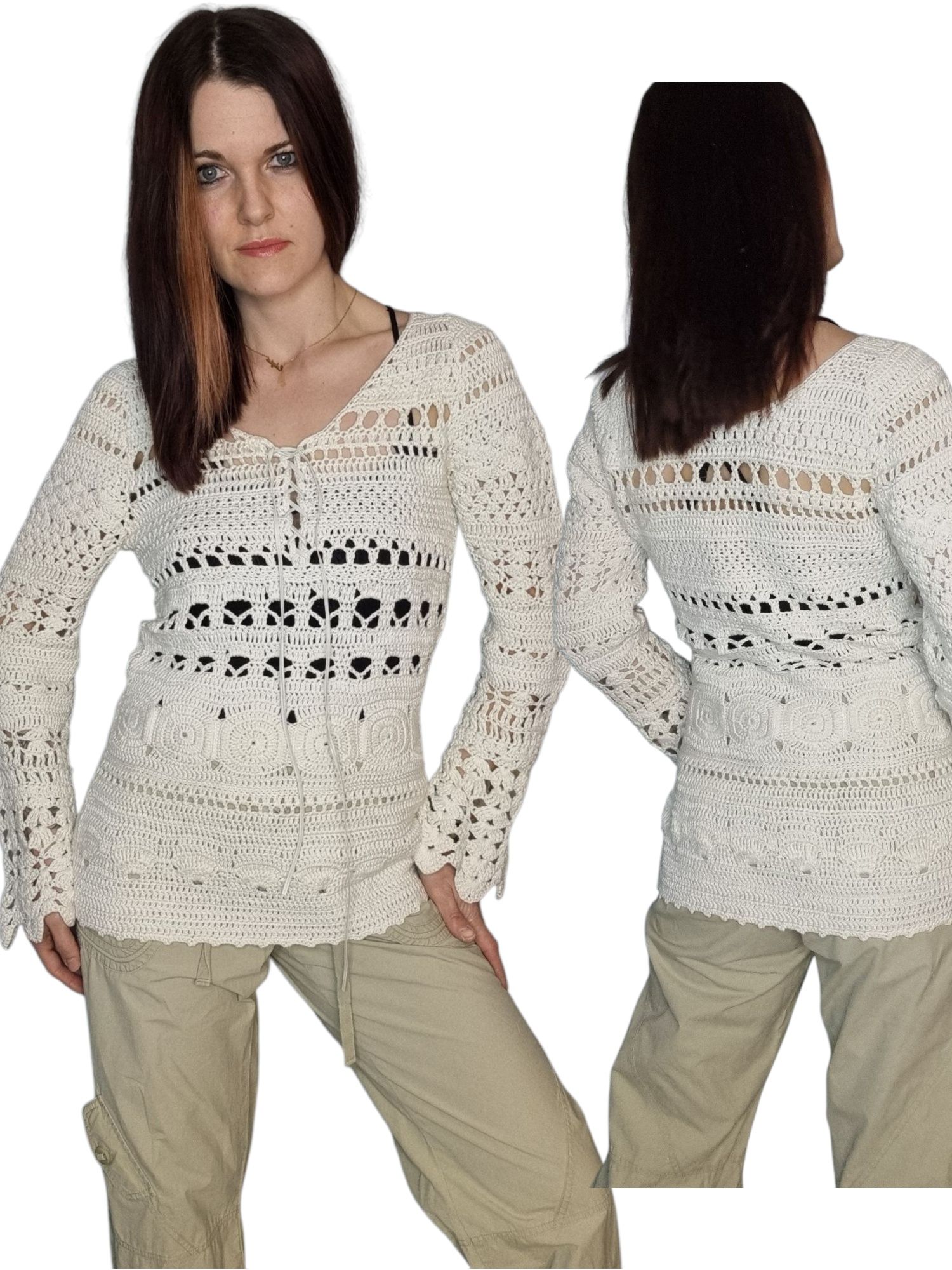 Piękny romantyczny boho sweterek stefanel rozmiar S/M 36/38