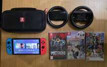 Nintendo Switch Oled 3 gry etui case akcesoria