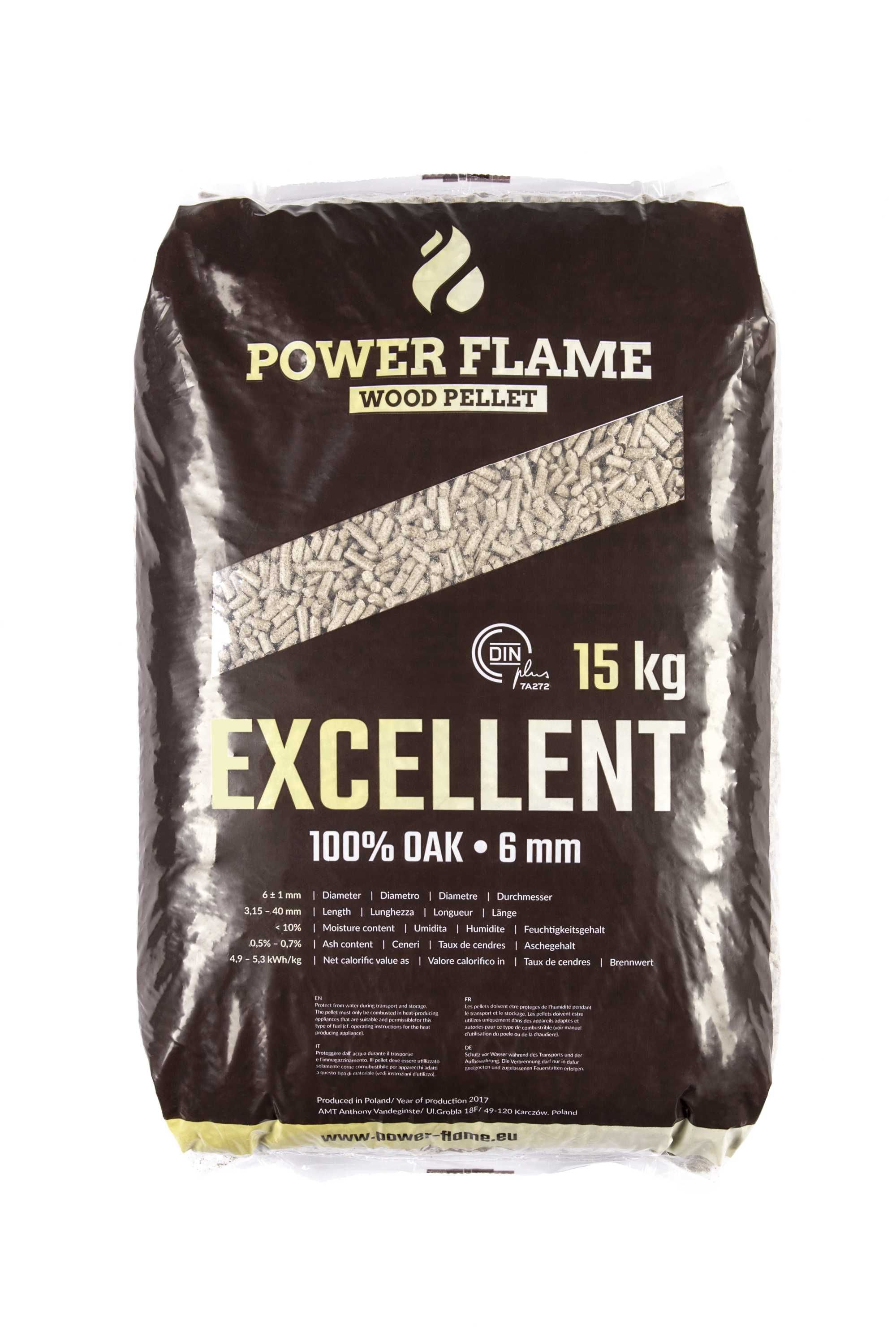 Pellet drzewny Power Flame Excellent / DINplus / 100% DĄB