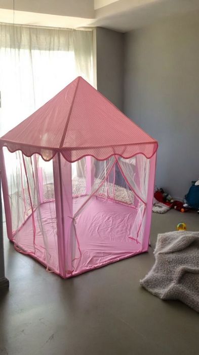 Różowy namiot pałac dla dzieci do domu i ogrodu, duży 135cm domek pink