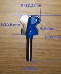 Frez do uchwytów kuchennych typu U do frontów meblowych 22.2mm chwyt 6