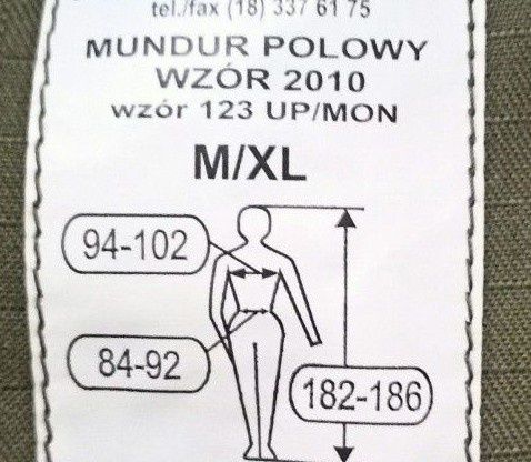 Mundur wojskowy wz 123 UP 2010 rozmiar M/XL