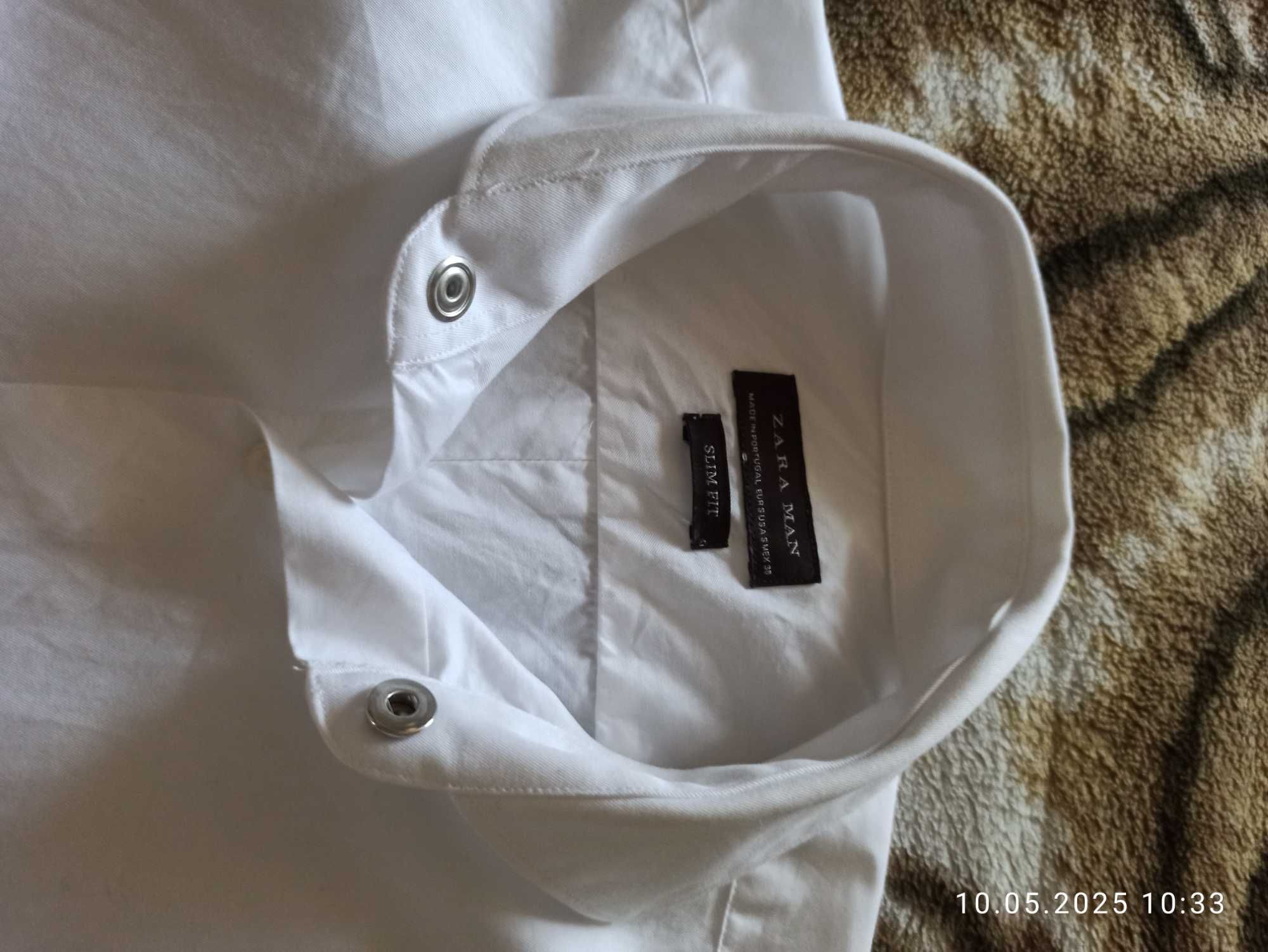 продам красивую белую рубашку на подростка ZARA ,б.у.