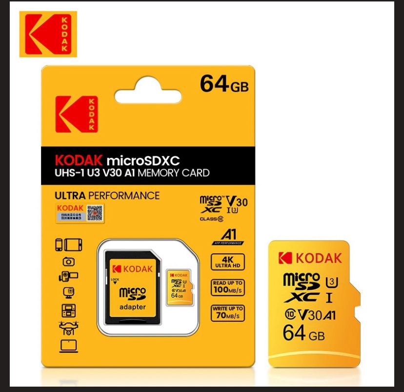 Карта пам'яті Kodak microSDXC 64Gb A1 10 class V30 U3