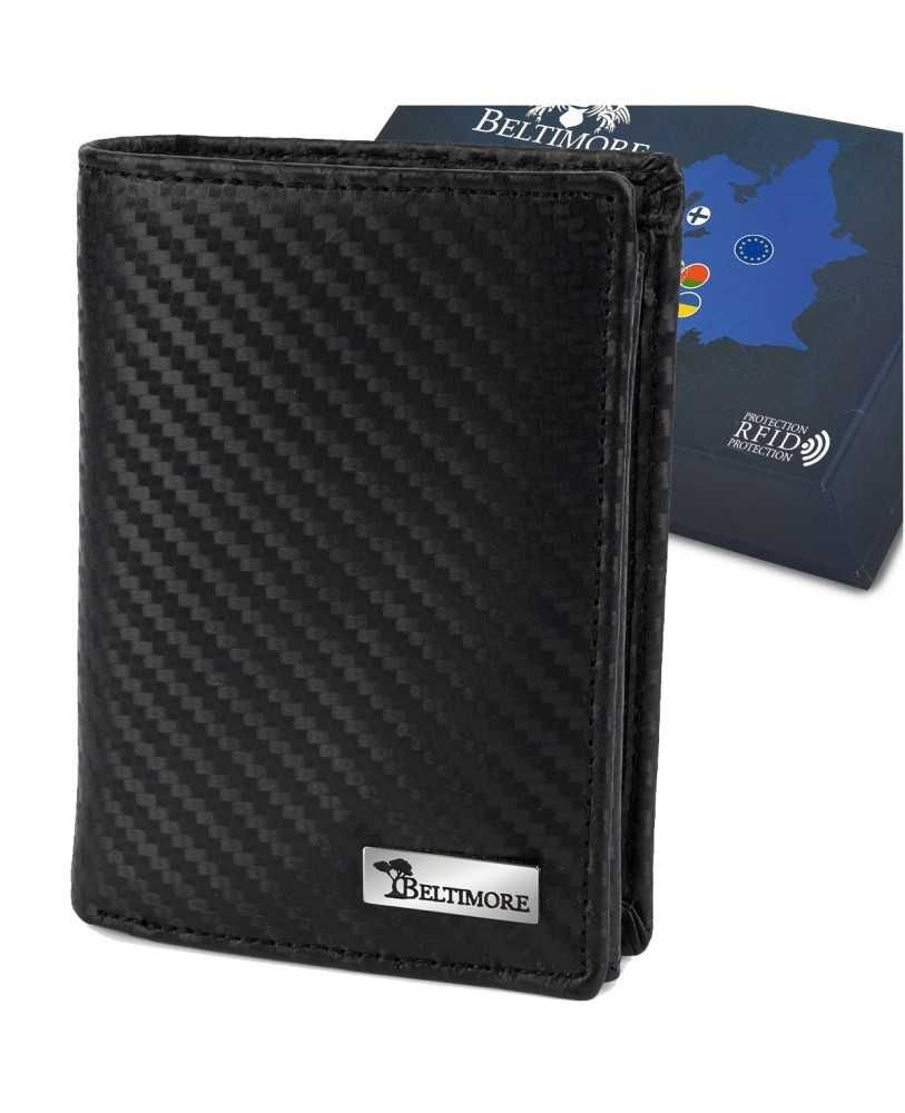 Męski portfel skórzany  klasyczny RFiD duży czarny  premium Beltimore