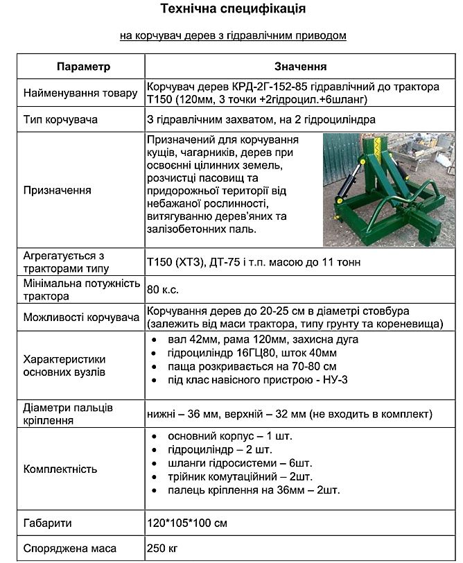Корчувач дерев для Т150 від виробника! Гарантія! Доставка по Україні