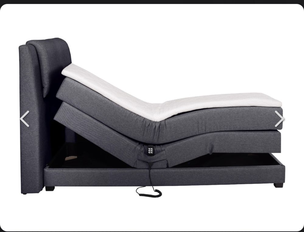 Cama com somier/cabeceira e colchão articulada