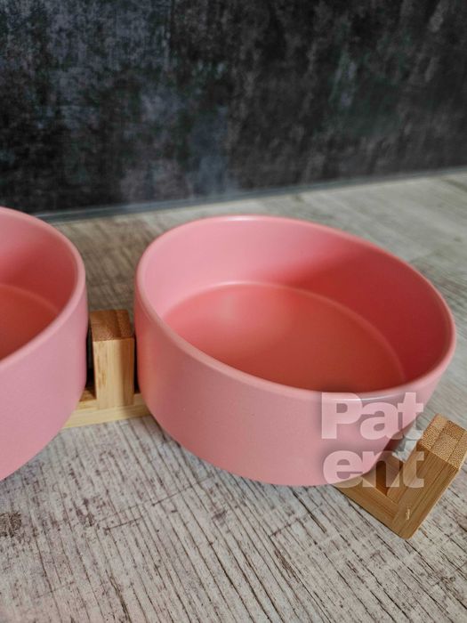 Miski ceramiczne dla psa kota zestaw 2 sztuki x 400 ml różowe