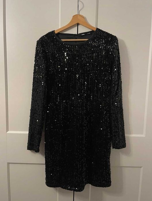 Cekinowa sukienka MIDI na sylwestra wesele imprezę L