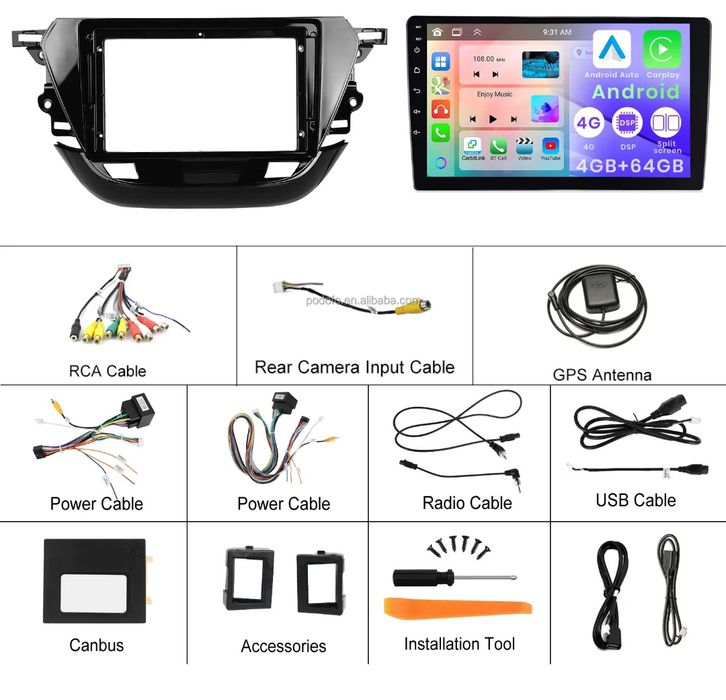 Rádio Android Opel Corsa 2020-22 Carplay GPS wifi BT RDS NOVO