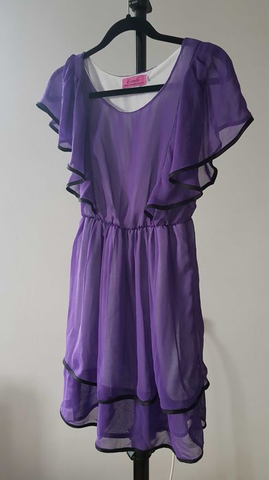 Fioletowa retro/vintage kawaii sukienka mgiełka, S/M