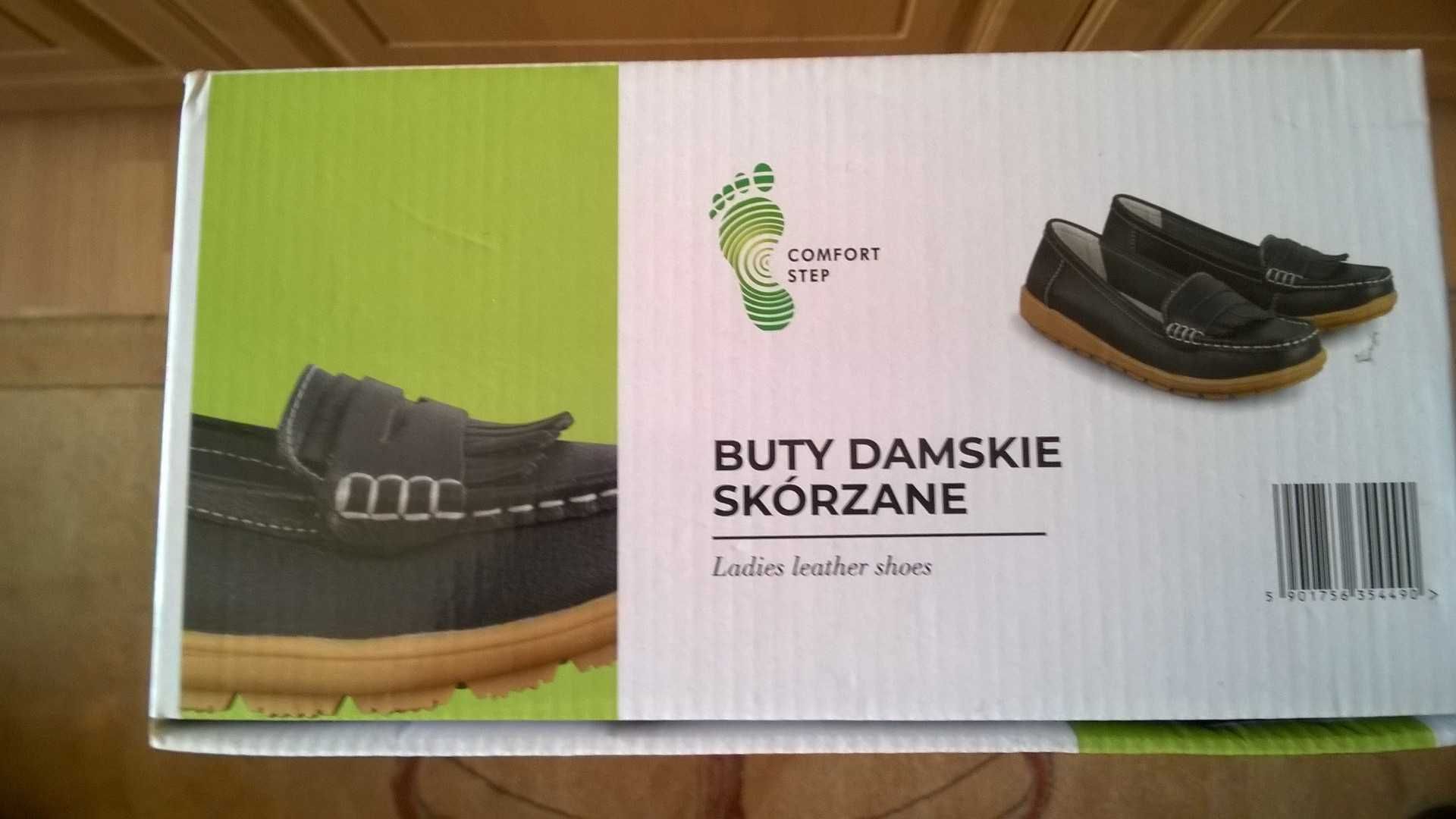 Mokasyny damskie granatowe.