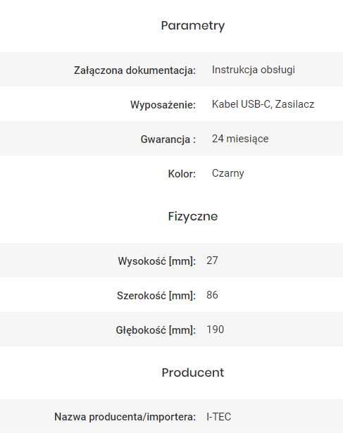 Stacja dokująca I-TEC C31TRIPLEDOCKPD