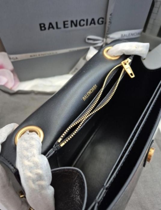 Сумка чорна 25 см шкіра