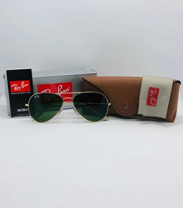 Солнцезащитные очки Ray Ban Aviator Large Metal 3025 Green 58мм стекло