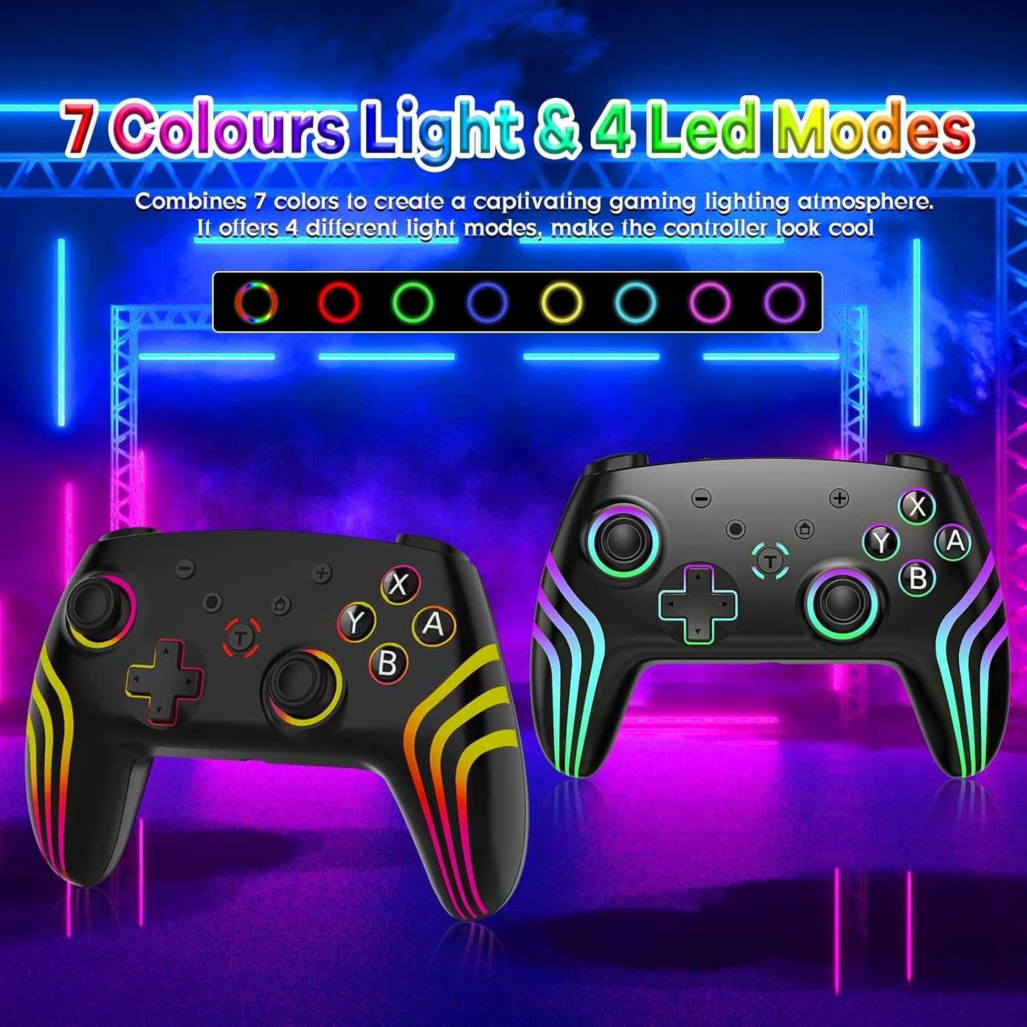 Pad bezprzewodowy uniwersalni do konsoli i PC Switch czarny RGB