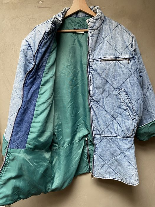 Marmurkowa jeansowa kurtka vintage unikat