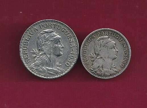 MOEDAS  ex- colonia Cabo Verde  1 Esc e  50  Cent  1930 Alpaca Bonitas