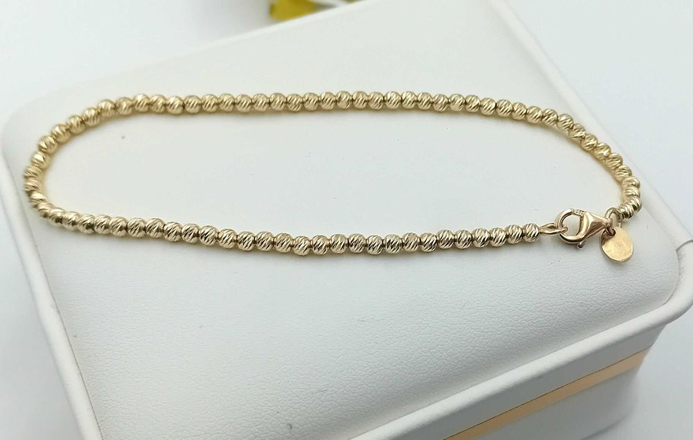Złota bransoletka diamentowana 18 cm próba 585 NOWA Kulki/Fajne Okazje