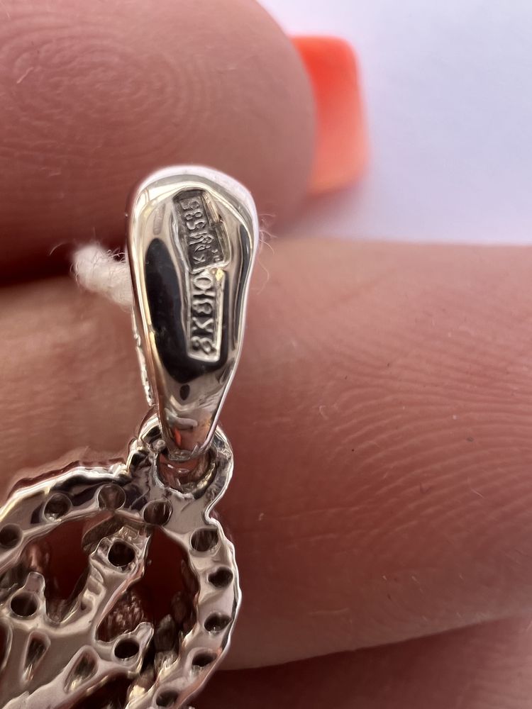 Шикарный золотой крест с бриллиантами 0,34ct белое золото 585 проба