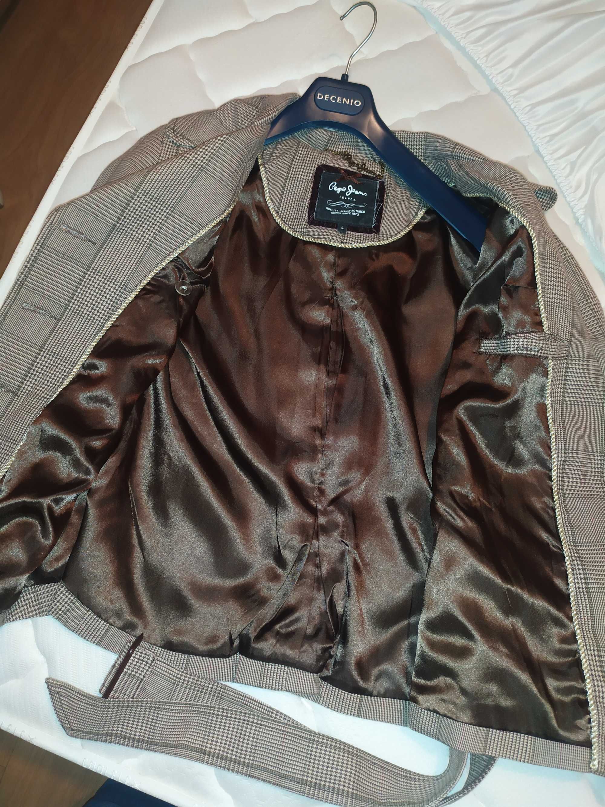 Casaco Feminino Pepe&Jeans xadrez castanho com cinto