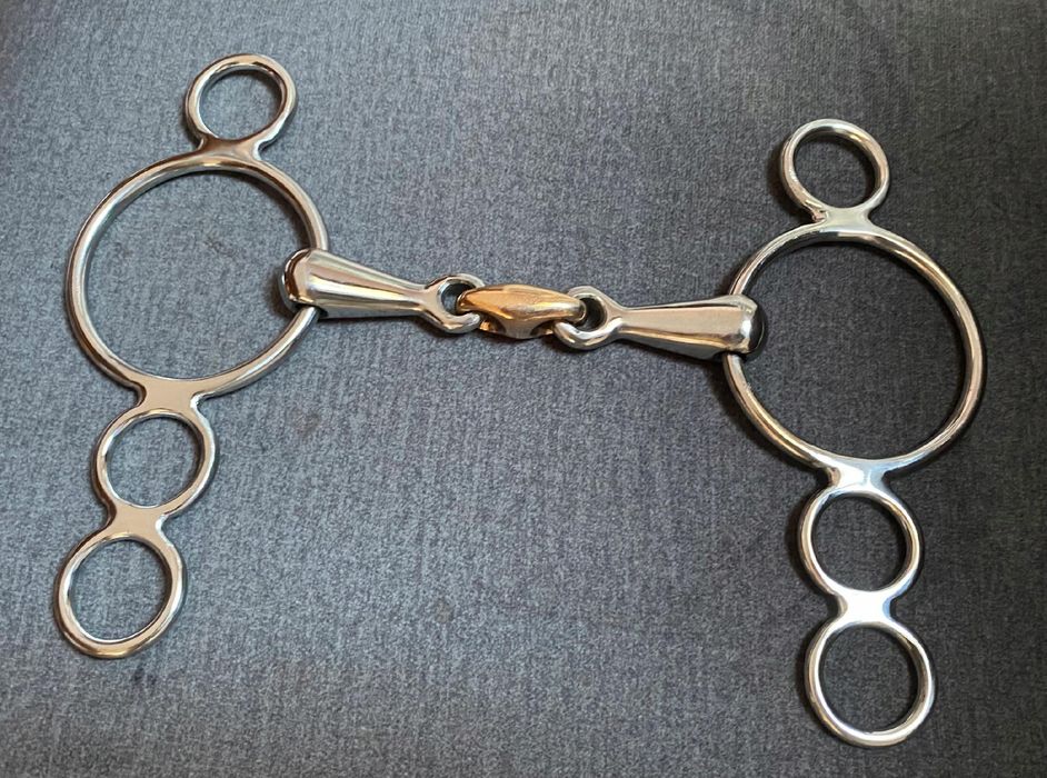 wędzidło z trzema kółkami 13,5 cm wielokrążek podwójnie łamane