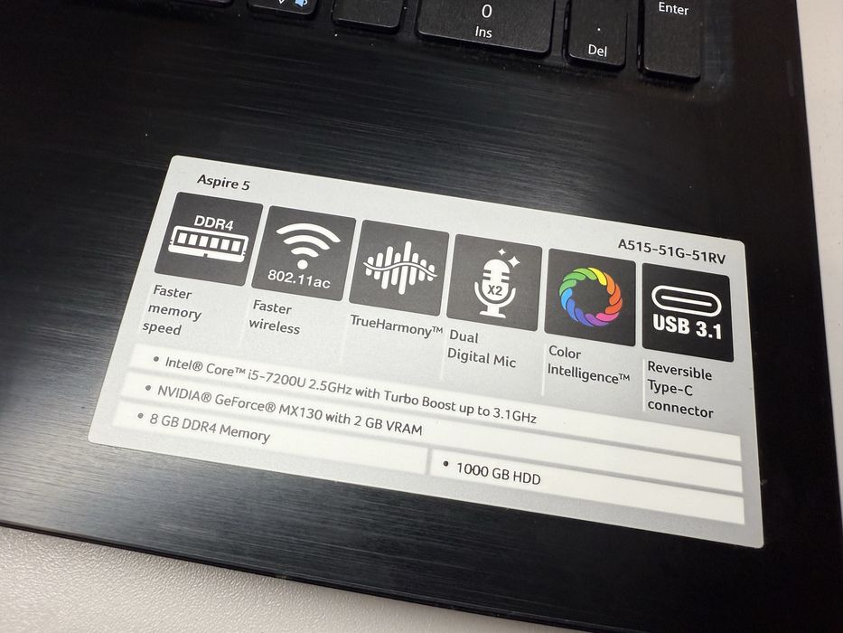 Laptop Jak nowyAcer aspire A515-51G i5   256ssd 8gb karta 2gb jak nowy