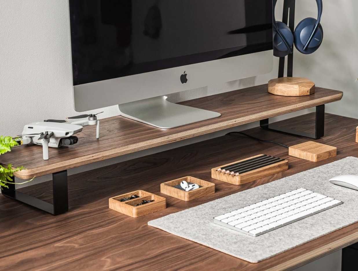 Podstawka pod monitor Bewood - Black - Orzech amerykański GWARANCJA