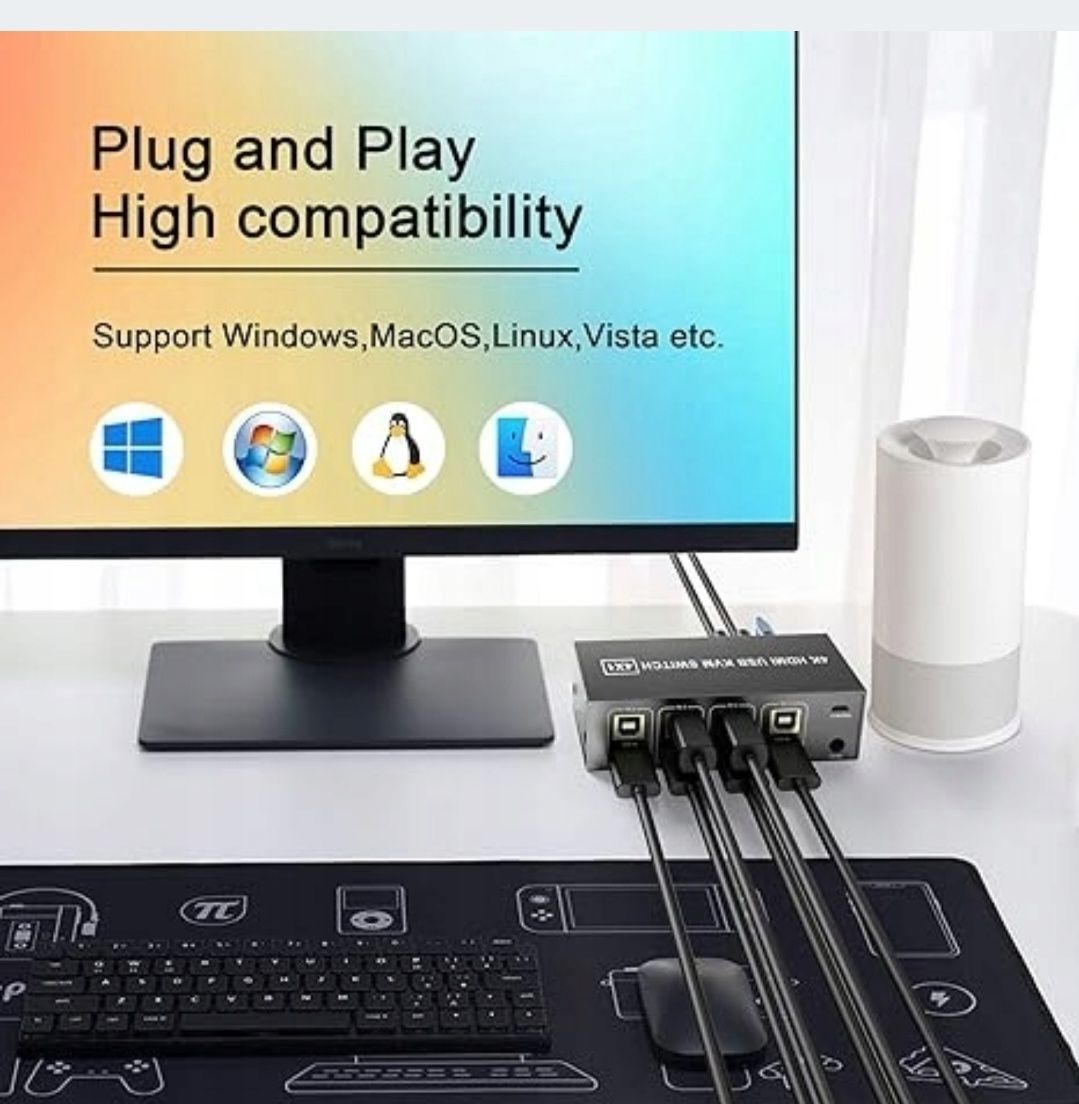 4-portowy Przełącznik hdmi DISPLAYPORT KVM 4X usb
4-PORTOWY PRZEŁĄCZN