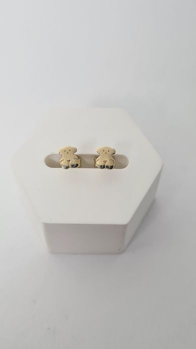 Złote kolczyki malutkie Misie w stylu Tous