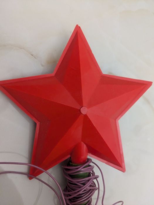 Светящяяся пластмассовая верхушка "Звезда" на ёлку, 20 см