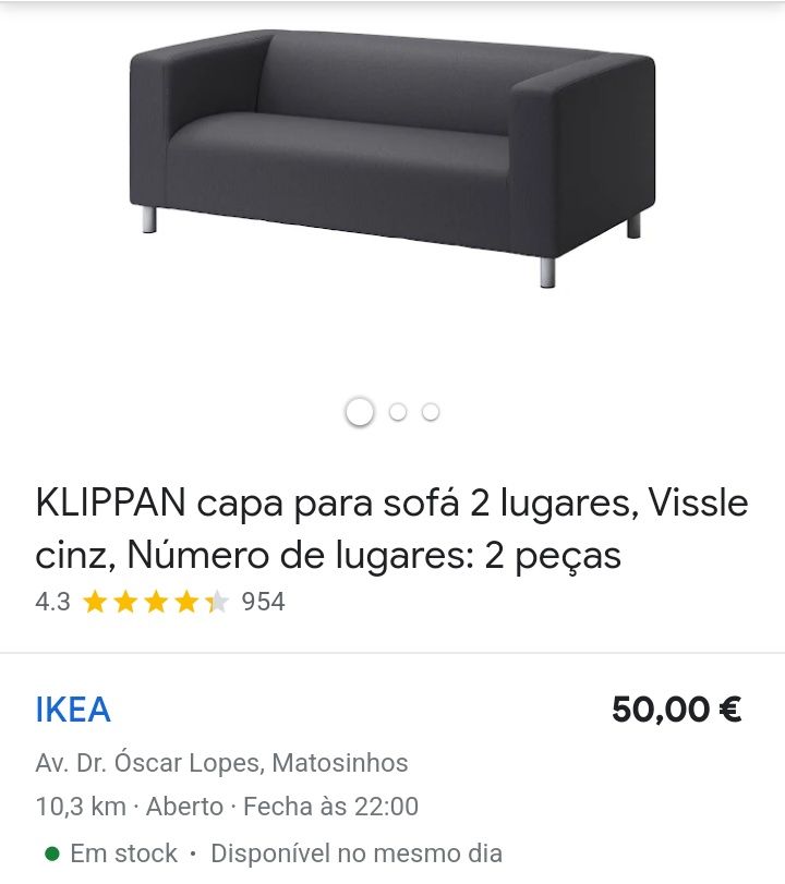 Capa sofá 2 lugares IKEA, modelo Klippan